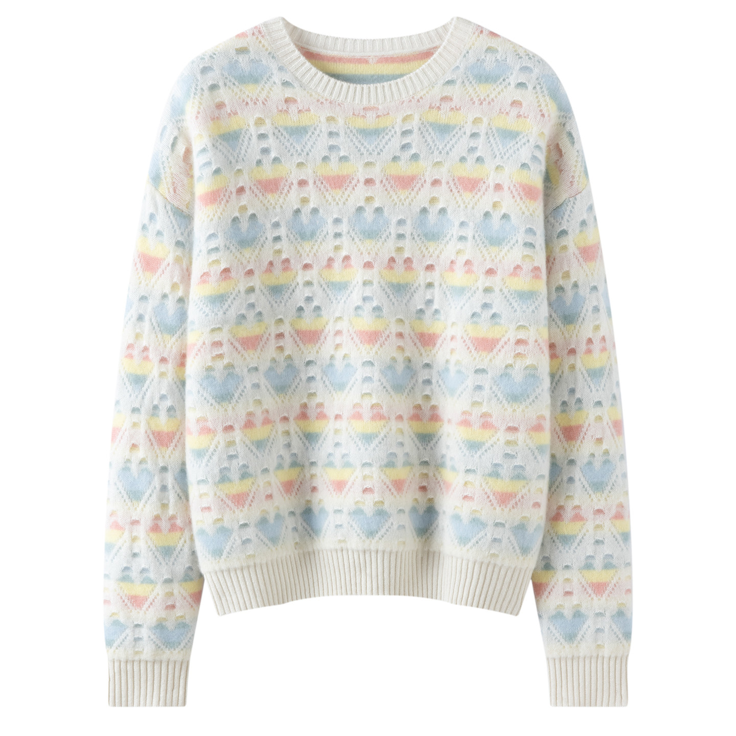 秋冬新款100%山羊绒衫女圆领爱心针织衫宽松加厚毛衣打底套头内搭,女装/女士精品,羊绒衫,淘宝优惠券,粉丝福利购,淘宝优惠卷