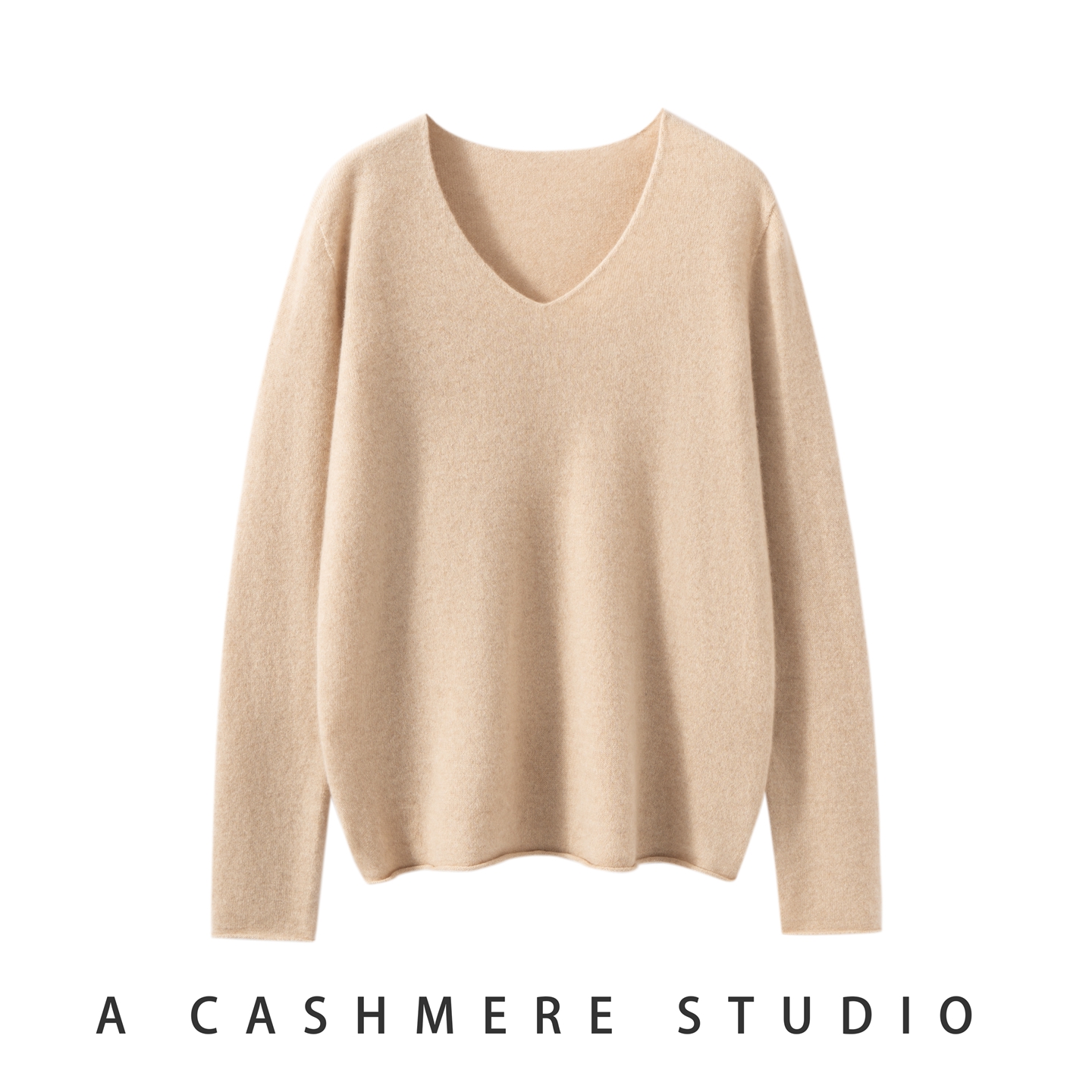 秋冬新款V领山羊绒衫女宽松百搭简约休闲套头针织打底衫毛衣上衣