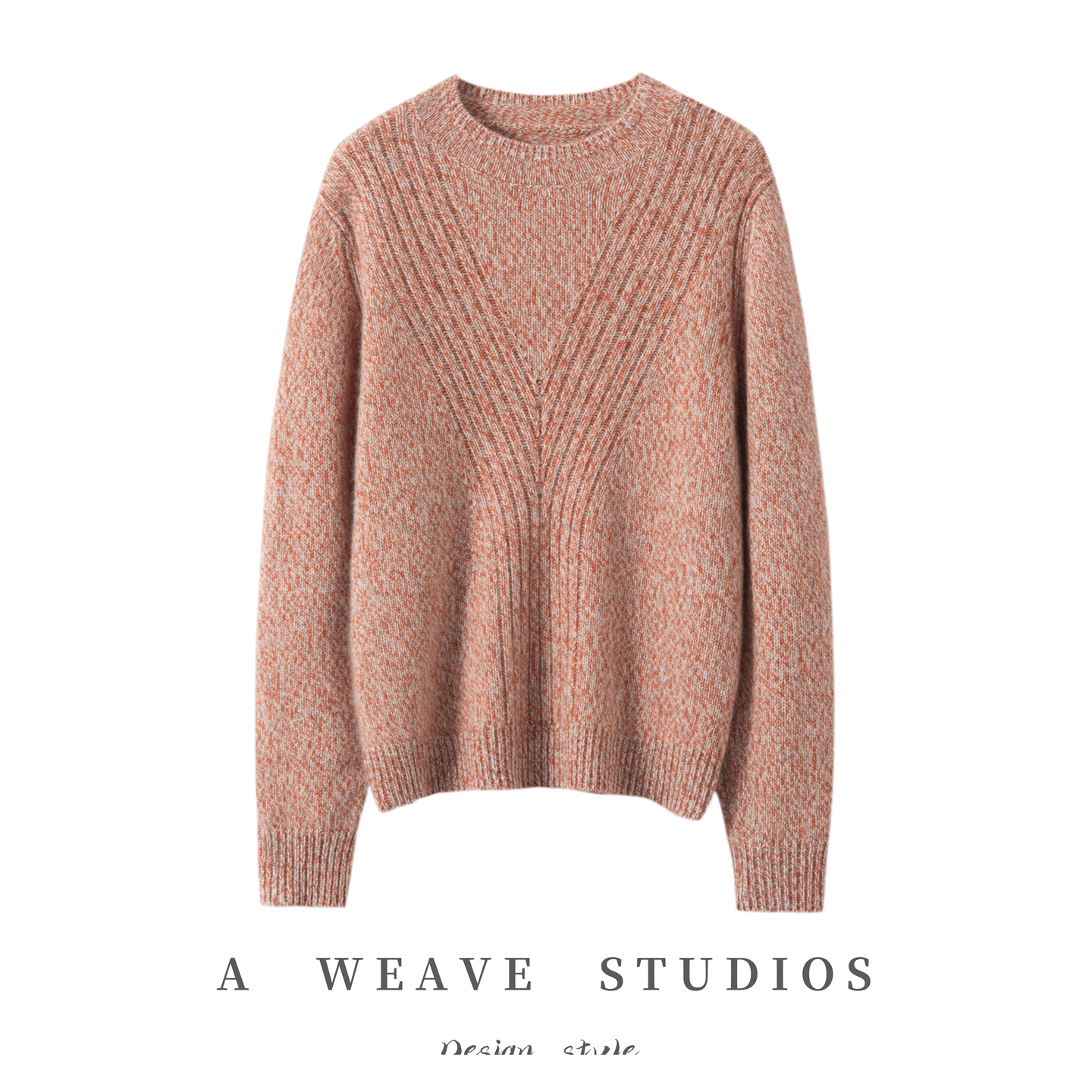 2025秋冬新款100%山羊绒衫女圆领加厚花纱财宝衫宽松减龄套头毛衣