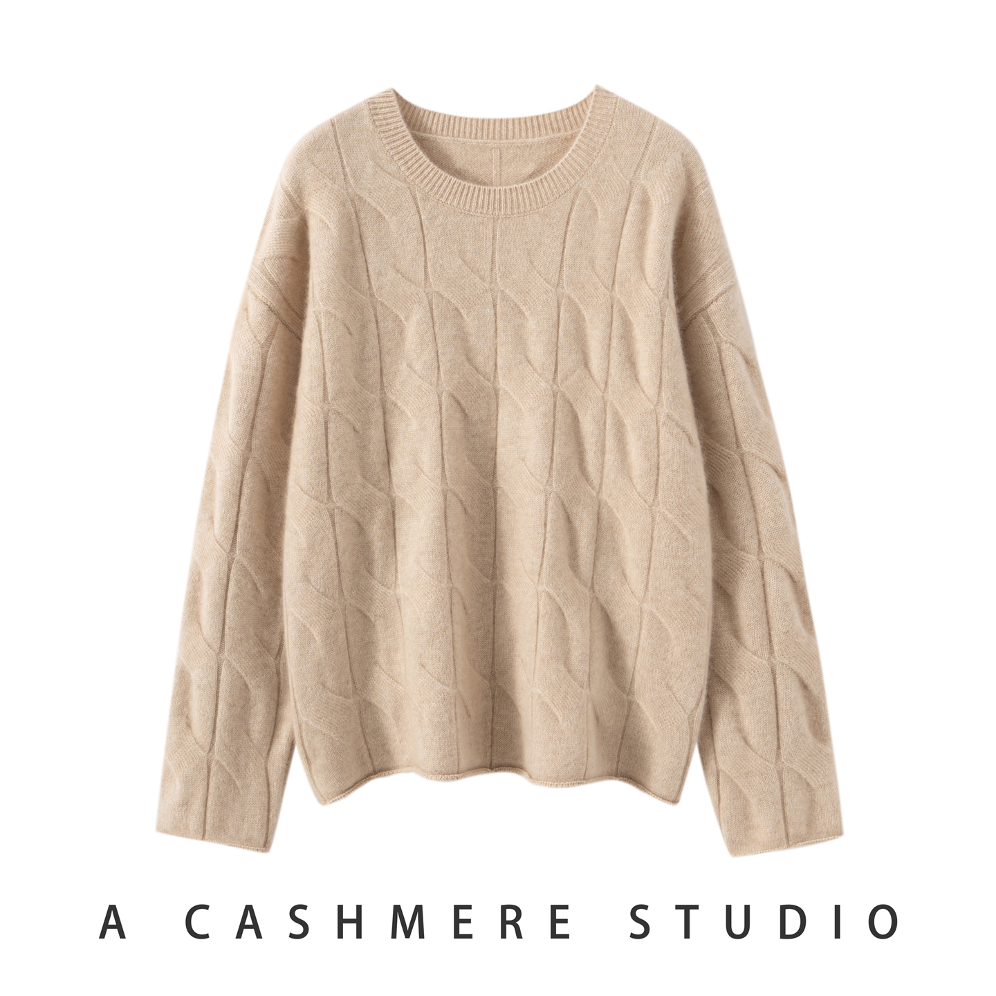 25新款秋冬加厚山羊绒衫女圆领绞花针织毛衣宽松百搭打底保暖上衣