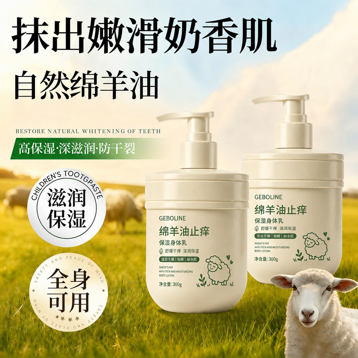绵羊油身体乳补水保湿滋润防干燥干裂粗糙久留香烟酰胺润肤乳正品