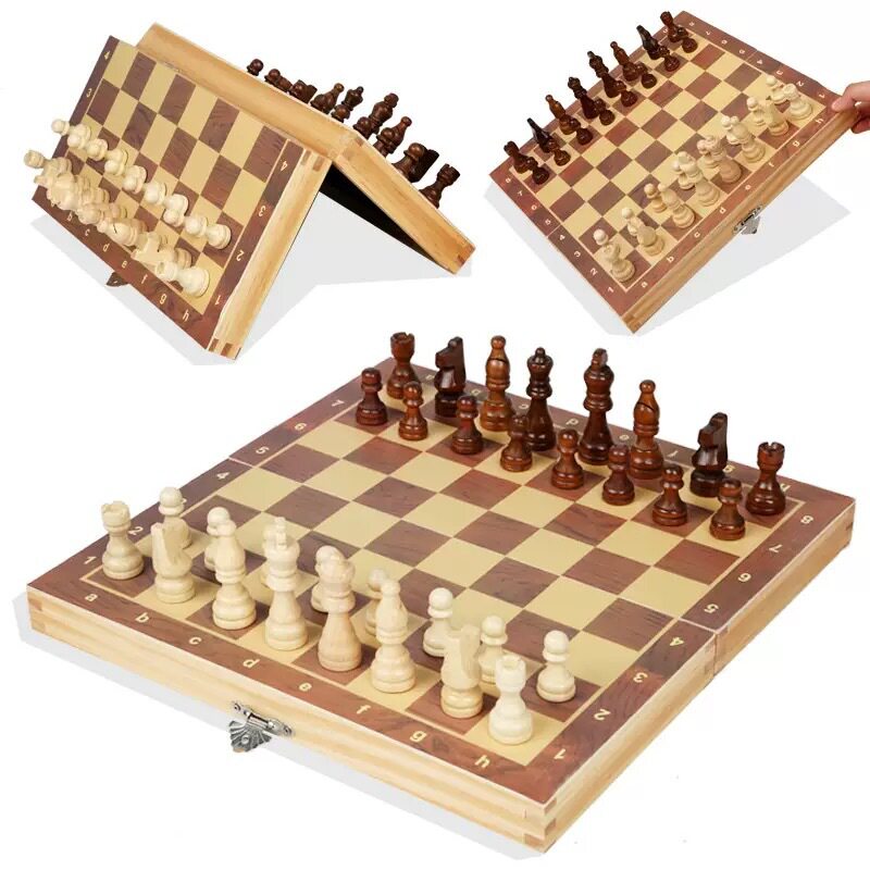 磁吸实木国际象棋折叠棋盘儿童成人益智桌游玩具便携木制棋类