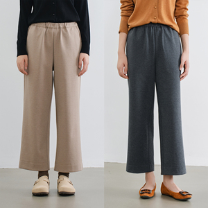 梭家｜轻跃序曲｜简约通勤毛呢松紧腰直筒九分裤秋冬女士休闲裤