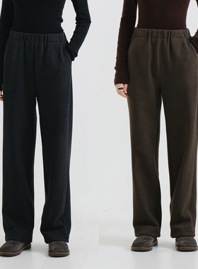 梭家｜渐渐清晰｜简约通勤羊毛醋酸复合保暖直筒裤秋冬女休闲长裤