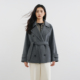 梭家｜坚定勇气｜高端老钱风烟灰色大翻领山羊绒女士大衣精致外套