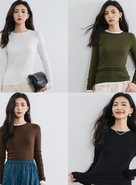 梭家|大地絮语|珍珠山羊绒混纺针织打底衫秋冬女套头薄款圆领毛衣