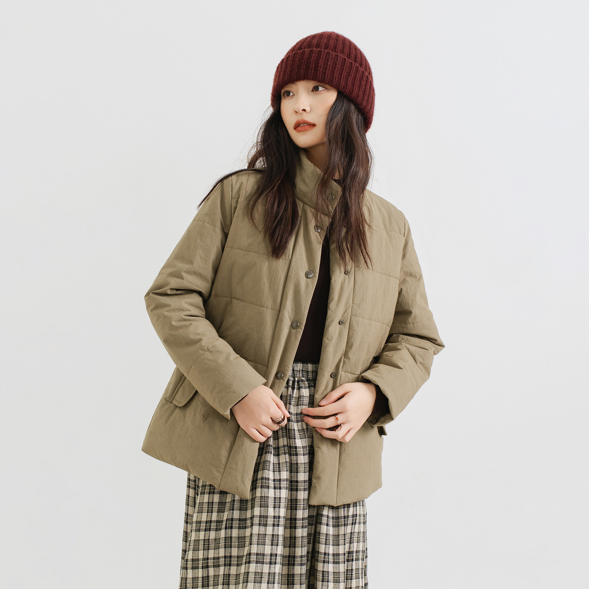 梭家｜小岛烟火｜新雪丽棉服高效保暖 棕色纯棉秋冬短款女士外套