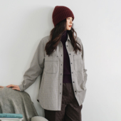 梭家｜平常音符｜简约通勤文艺色织匹马棉格子衬衫 秋冬女百搭上衣