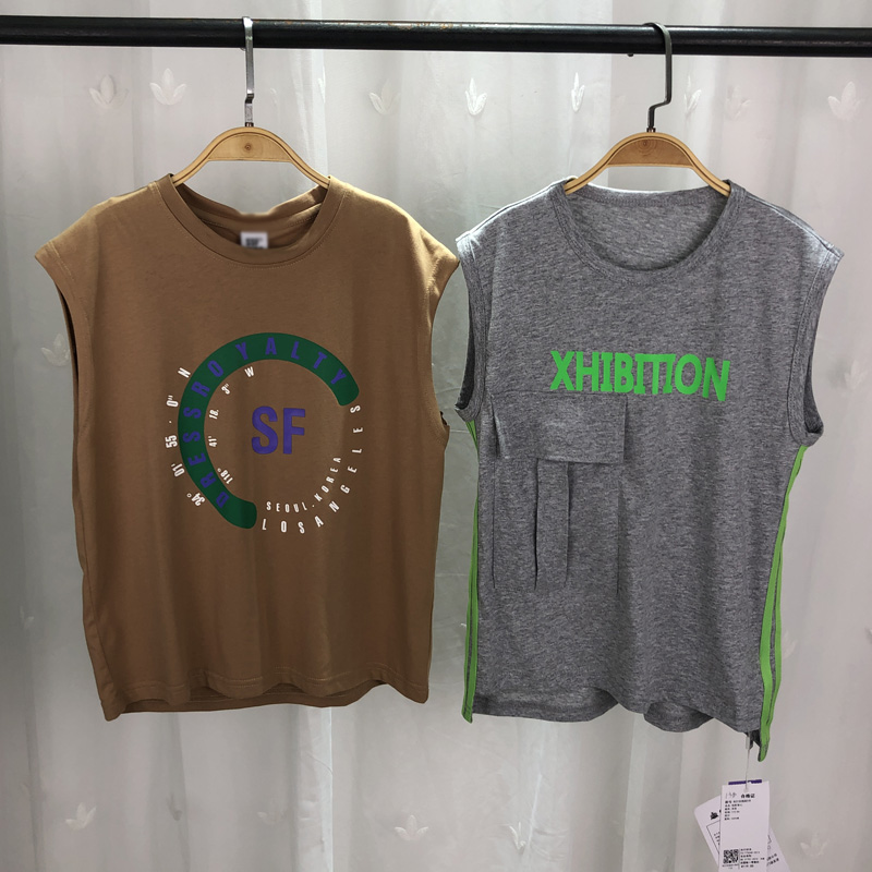 鲨 品牌折扣童装中大童男童纯棉背心儿童夏季无袖休闲上衣