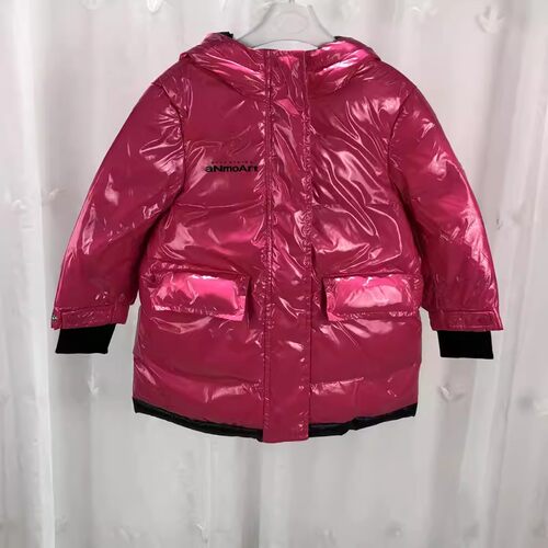 80 85码安M品牌撤柜童装女小童中长款连帽羽绒服儿童冬季鸭绒外套