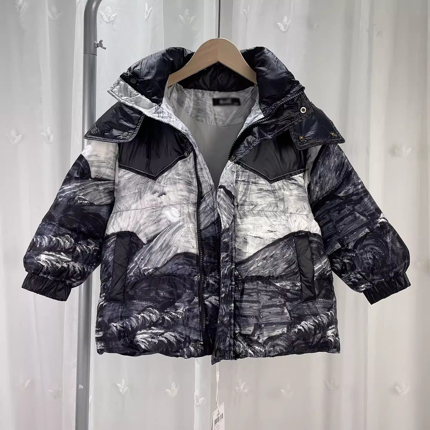 布品牌撤柜童装男中大童水墨色中长款连帽羽绒服儿童冬季鸭绒外套,童装/婴儿装/亲子装,羽绒服,淘宝优惠券,粉丝福利购,淘宝优惠卷