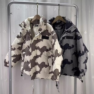 布 品牌撤柜童装大童男童迷彩立领羽绒服青少年学生鸭绒保暖外套