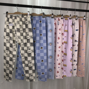 130-160男女童春秋款莱卡棉家居服单裤大童卡通印花秋裤 睡裤