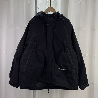 KI品牌童装男大童宽松版夹棉梭织外套青少年学生秋冬连帽休闲服