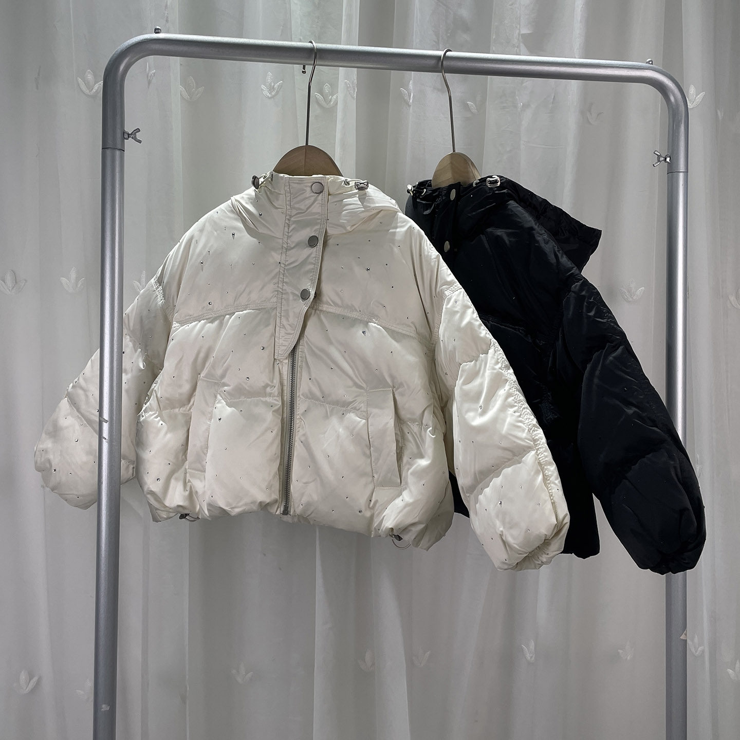 宝W品牌撤柜童装中大童女童镶钻连帽羽绒服亲子儿童鸭绒外套 特价
