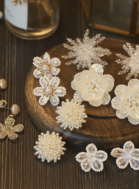 银针复古气质珍珠花朵耳环法式设计感耳钉韩国简约百搭个性耳饰女