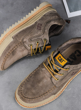 春秋季尾货清仓外贸专柜CATH卡特头层真皮户外低帮耐磨休闲大头鞋