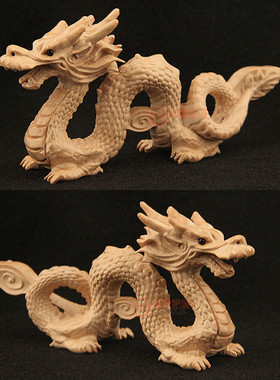 桃木招财青龙生肖可爱风手把件