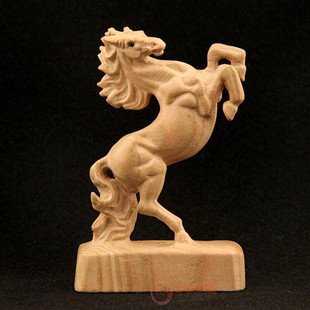 桃木马摆件木质立体生肖马到成功汽车饰品书房办公桌摆设