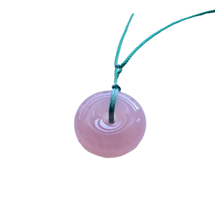 天然粉水晶吊坠平安扣马粉果冻冰种粉晶项链甜美少女款芙蓉石水晶