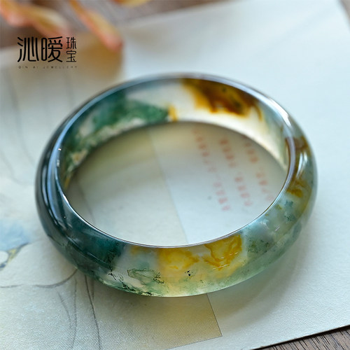 天然水草玛瑙手镯一物一图女饰品