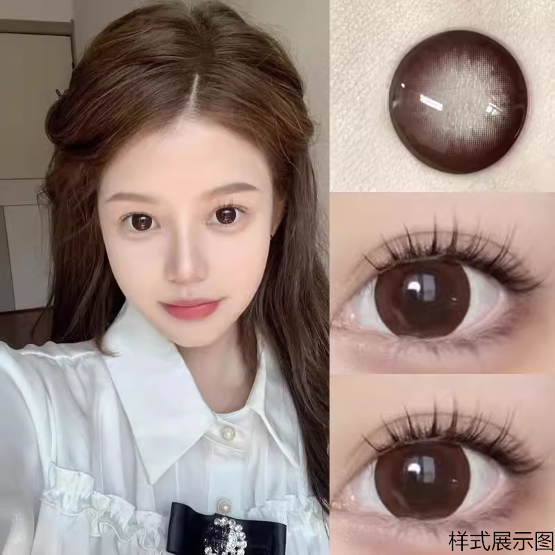 朱古力棕巧色美瞳半年抛自然小直径年抛自然纯欲隐形眼镜正贺JA