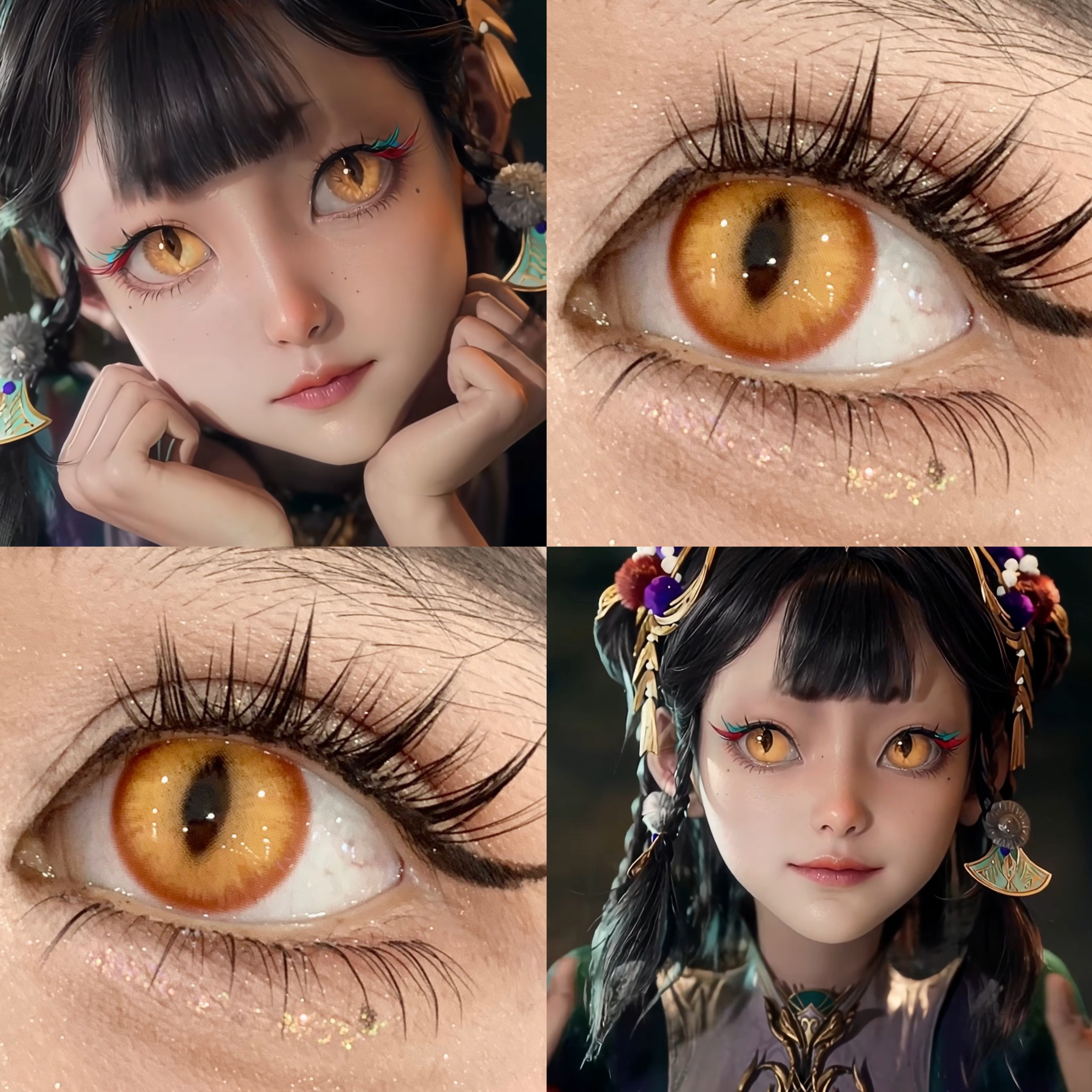 仙清儿cos美瞳金色日抛定轴竖瞳牧神记显时空金金龙曜日托尔贺JA