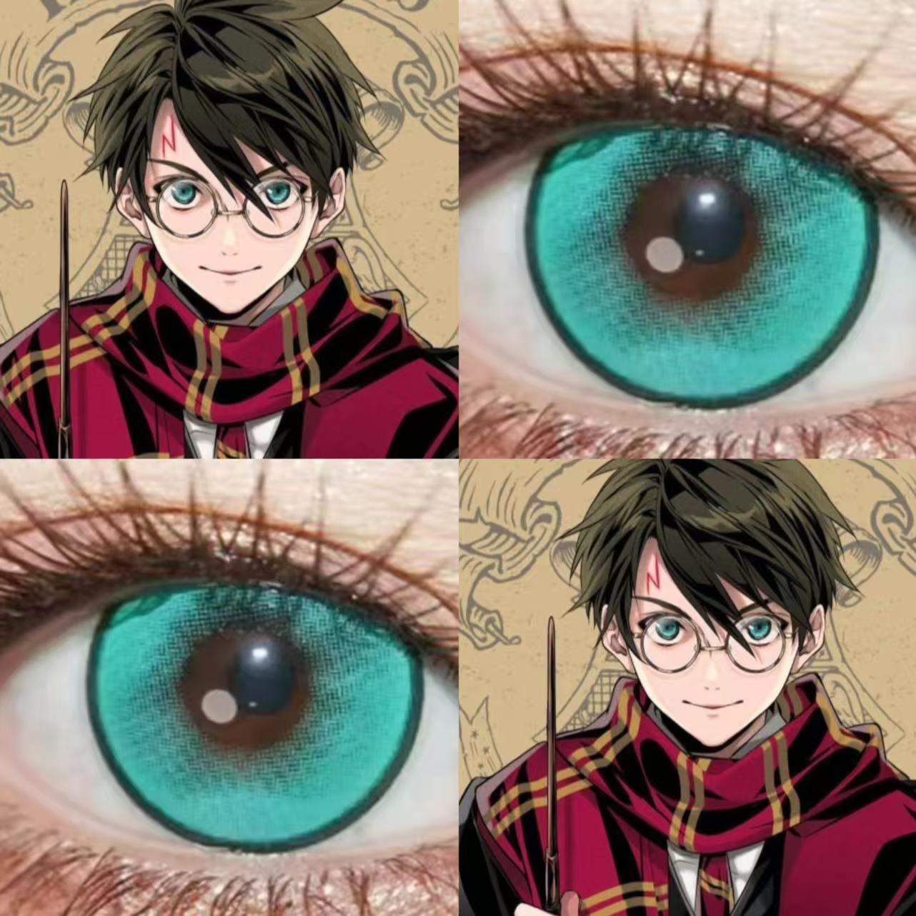 哈利波特cos美瞳日抛青色椰椰气泡草系绿水水森绿铛铛绿还原色JA