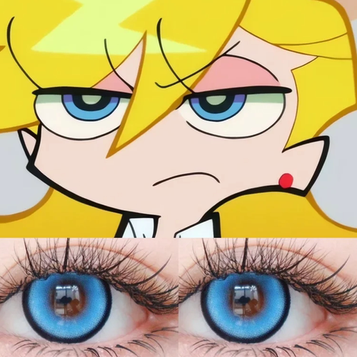 P姐cos同款美瞳吊带袜天使panty蓝色dgu奶油蓝显色日抛二次元年Ja