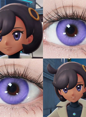 玛琪艾尔cos美瞳日抛蓝紫色宝可梦传说za银河紫龙晶风信紫佳JA