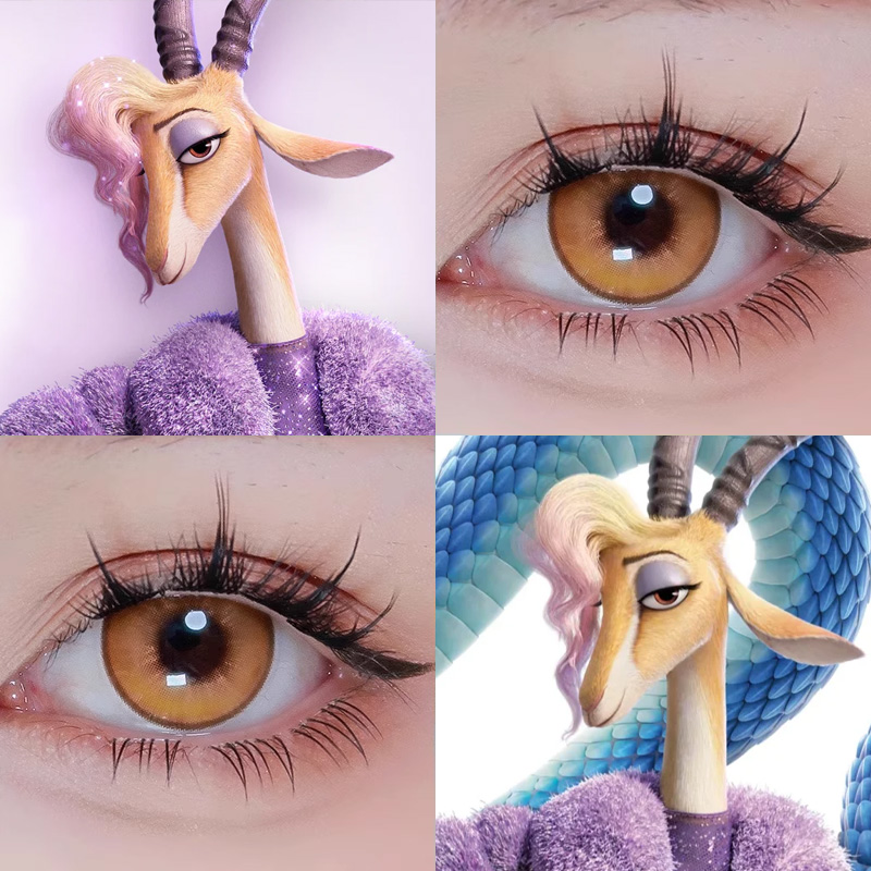 夏奇羊cos美瞳疯狂动物城zoo奢靡金年年大贵烤布丁落日晚霞显色Ja