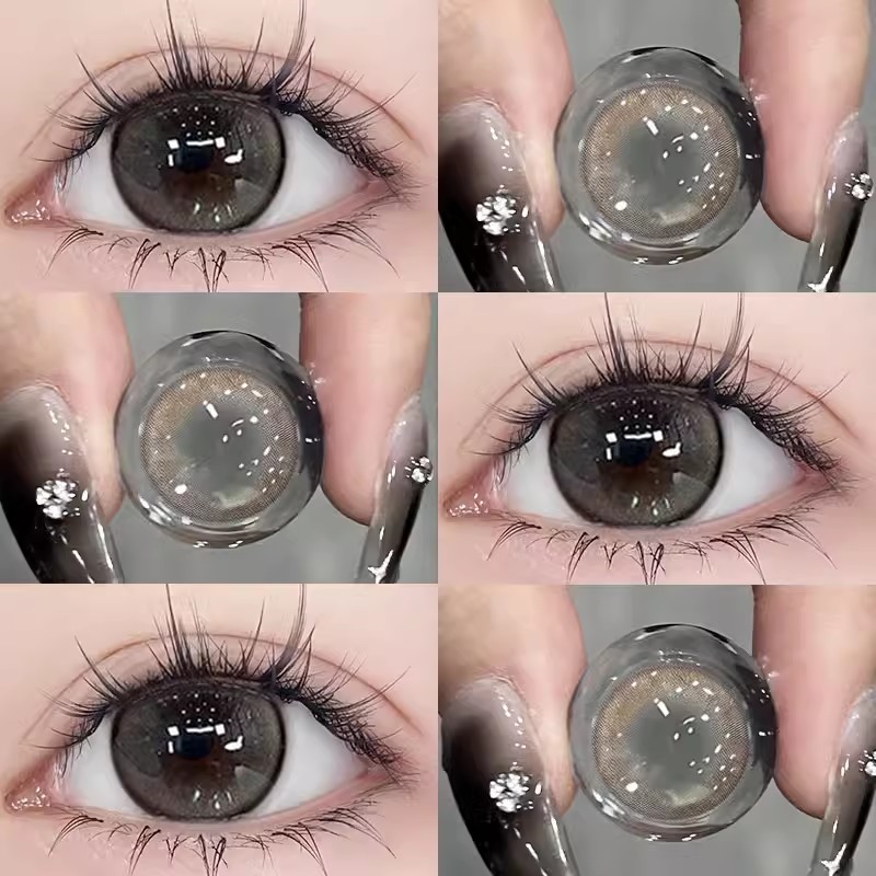lucycon美瞳半年抛隐形眼镜蝴蝶蓝影艾尔蓝雾反光小黑环正品启hn图片