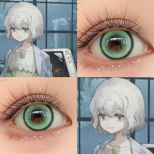 铅玻璃cos美瞳浅绿色日抛重返未来1999汉玉绿青柠假日极光显色JA