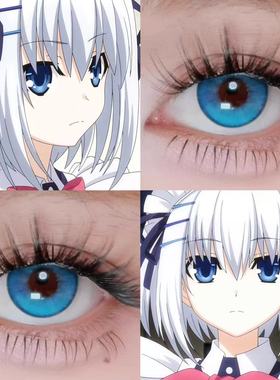 鸢一折纸cos美瞳约会大作战水灵珠魔女幻蓝新月池蓝灰蓝色日抛JA