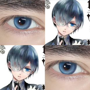 夏尔美瞳黑执事啵酱cos蓝色混血款半年抛大直径cosplay隐形眼镜JA