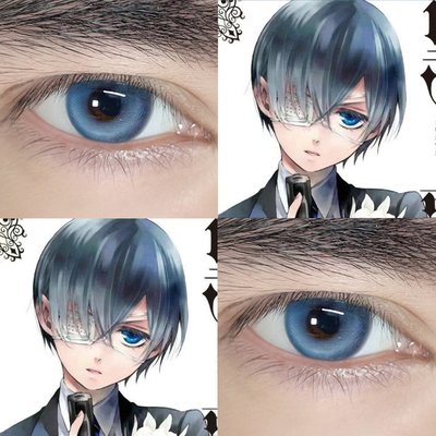 夏尔美瞳黑执事啵酱cos蓝色混血款半年抛大直径cosplay隐形眼镜JA