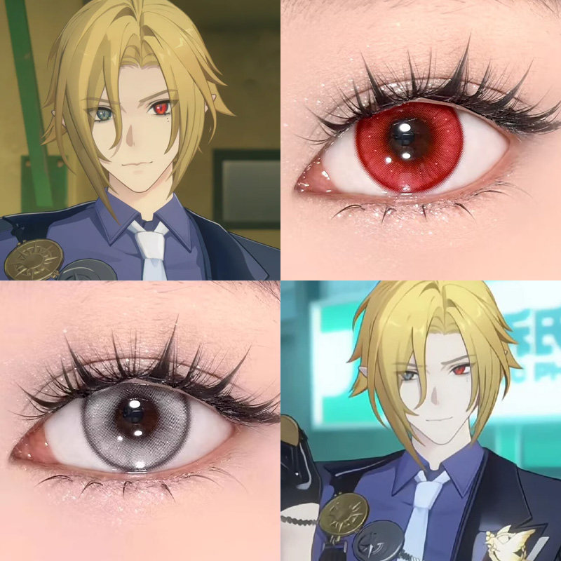 绝区零雨果cos美瞳云舞灰白沙银朱樱红晓日异瞳红灰显色日抛婷Ja