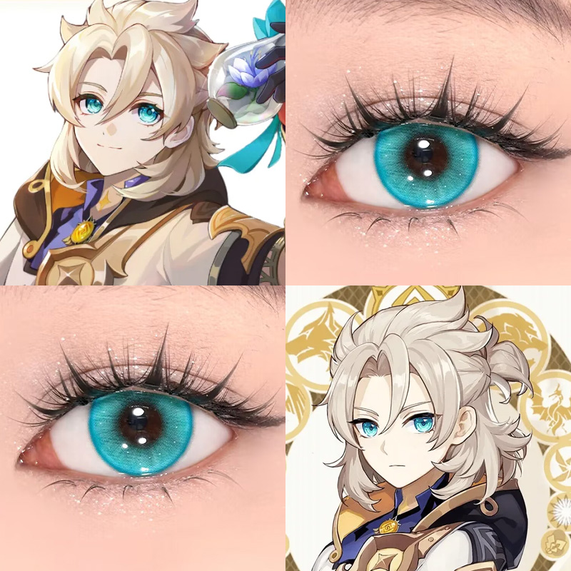 阿贝多COS美瞳原神雅川青风神秋千青梅奶昔天水碧显色蓝绿日抛Ja