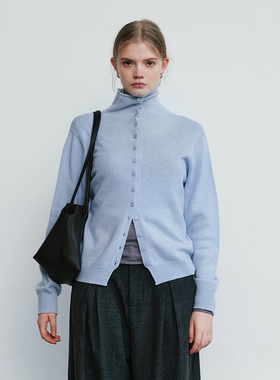 Aevum Form 2025秋季新款羊毛高领扣子开衫毛衣针织衫