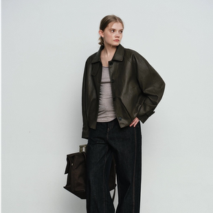 蛋白皮短款 2025秋冬新款 花苞型立领外套皮衣 Form Aevum