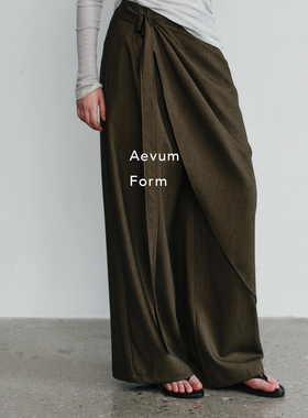 Aevum Form 2025秋季新款混纺绑带休闲裙裤阔腿裤