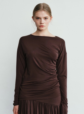 Aevum Form 2025秋季新款精纺天丝不规则褶皱长袖