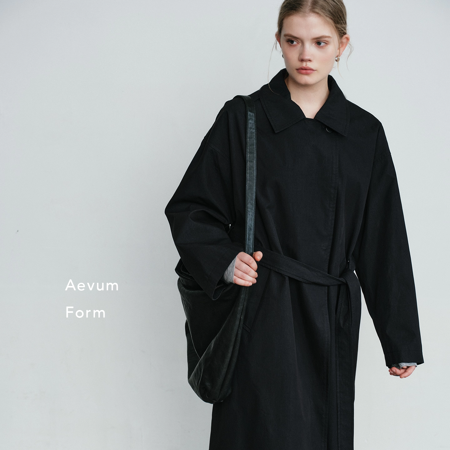 AevumForm混纺腰带长款风衣外套