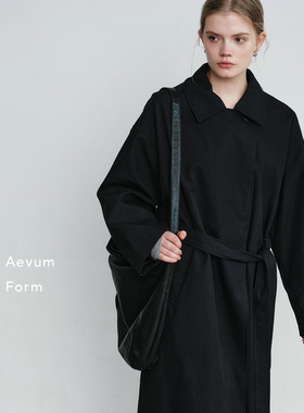Aevum Form 2025秋冬新款混纺腰带收腰长款风衣外套