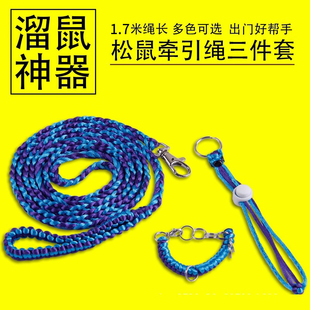 松鼠牵引绳金丝熊蜜袋鼯花枝鼠牵引绳外出溜鼠绳松鼠项圈外出用品