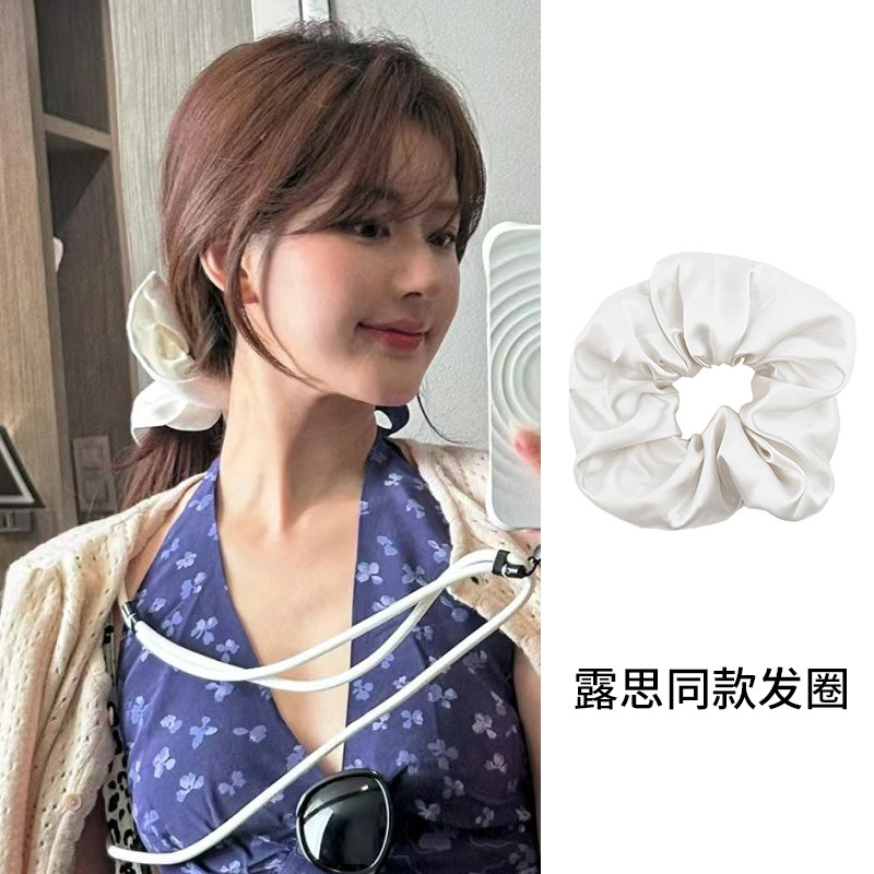 白色真丝发圈无痕扎发头绳