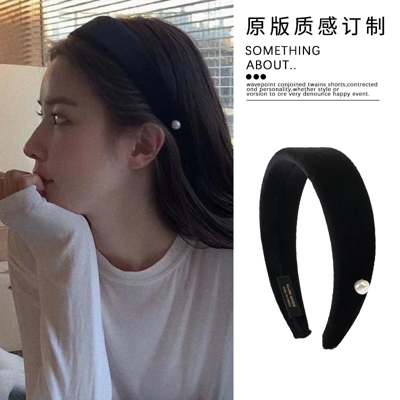 一颗珍珠黑色丝绒发箍
