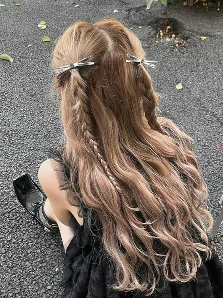 皮质蝴蝶结发夹甜酷少女刘海夹