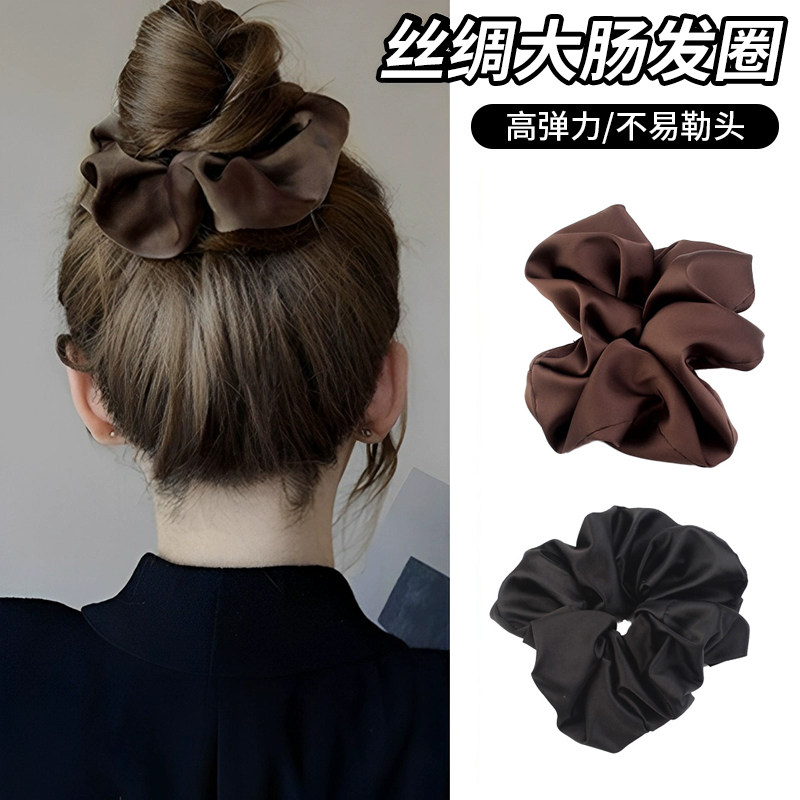 丝绸大肠发圈女发绳高级感高弹力不勒头头绳扎头皮筋头花2025新款,饰品/流行首饰/时尚饰品新,发饰,淘宝优惠券,粉丝福利购,淘宝优惠卷