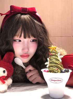 红色丝绒蝴蝶结过年发箍女高颅顶显脸小压发头箍复古新年公主发饰